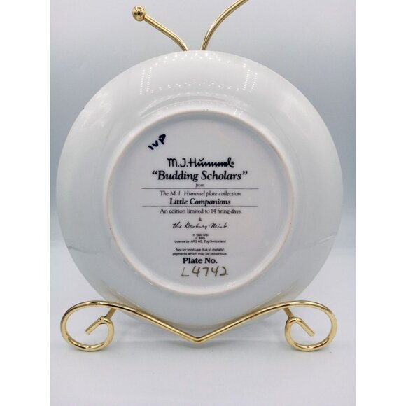 MJ Hummel Budding Scholars Plate Little Companions Danbury Mint Limited Edition - Picture 6 of 12